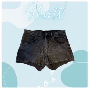 Black denim shorts